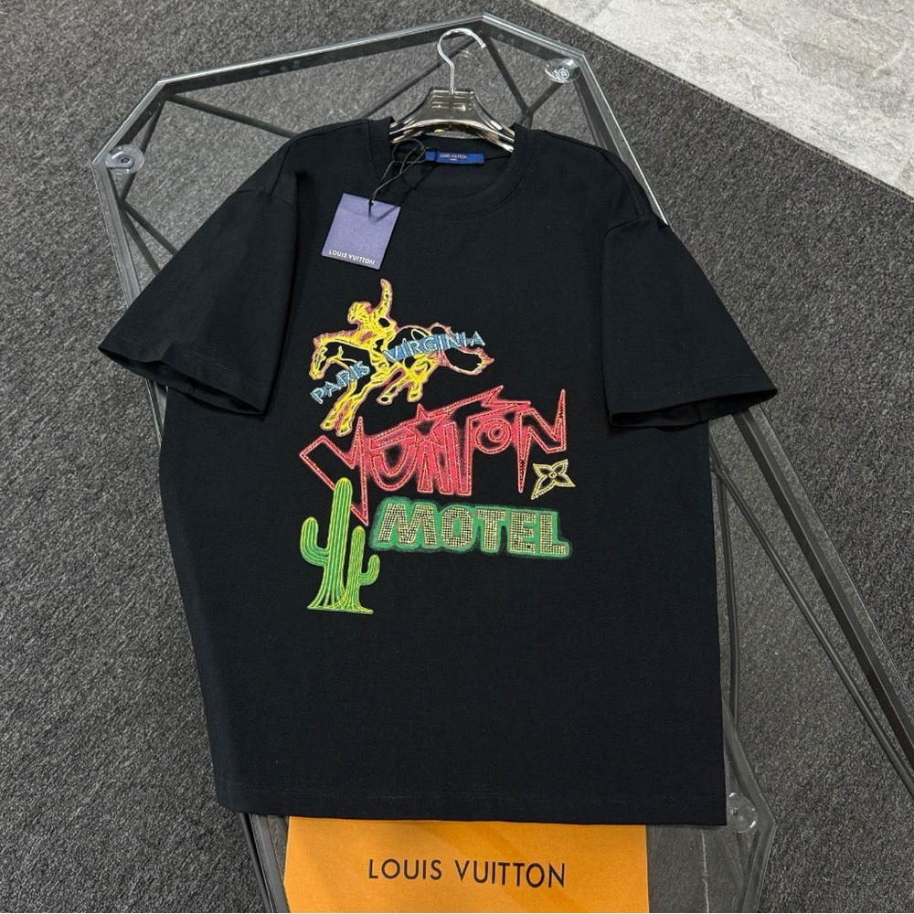 Louis Vuitton Black T-Shirt with Neon Graphic